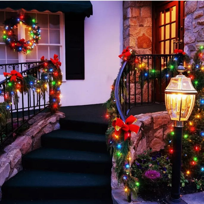 Luces festivas de navidad de 240 focos, resistentes al agua y   funciona con energía solar con 8 modos de luz para navidad, cumpleaños, dormitorio, patio, jardín, donde tu desees.